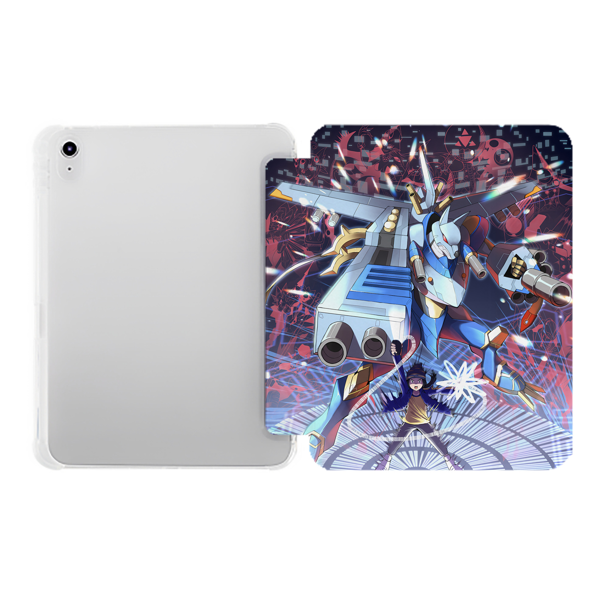（画像用） Digimon デジタルモンスター/デジモン IPad ケース ペン収納付き 三つ折りスタンド PUレザー×シリコン 対応機種9.5/10.5/10.9インチ